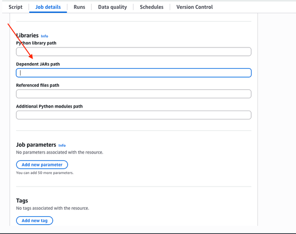 Glue Notebook JAR path options